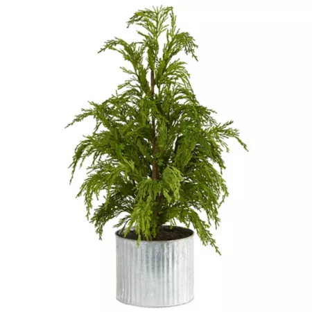 Nearly Natural 20" Natural-Looking Artificial Cedar Pine Tree in Decorative Planter Artificial Plants & Flowers