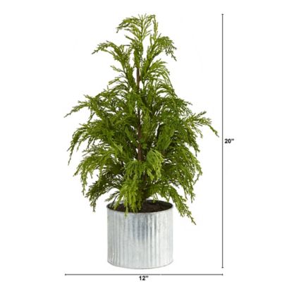 Image showing  20 in. Cedar Pine Natural-Look Artificial Tree in Decorative Planter
