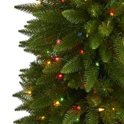 Image showing  5 ft. Sierra Fir Artificial Christmas Tree with Multicolor Lights in Decorative Container