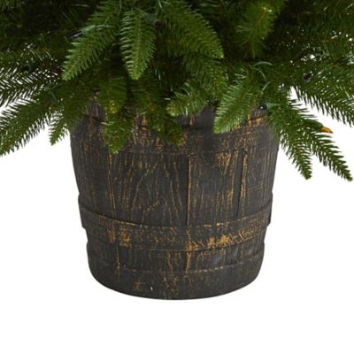 Image showing  5 ft. Sierra Fir Artificial Christmas Tree with Multicolor Lights in Decorative Container