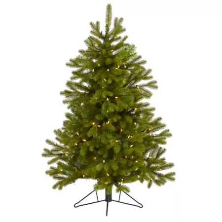 Nearly Natural 4' Cambridge Spruce Flatback Artificial Christmas Tree with Warm White LED Lights Artificial Christmas Trees