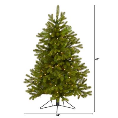 Image showing  4 ft. Cambridge Spruce Flat Back Artificial Christmas Tree with Warm White LED Lights
