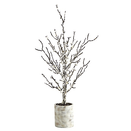 Nearly Natural 24 in. Snowed Twig Artificial Tree in Decorative Planter
