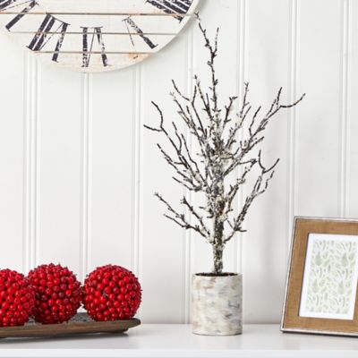 Image showing  24 in. Artificial Snowed Twig Artificial Tree in Decorative Planter