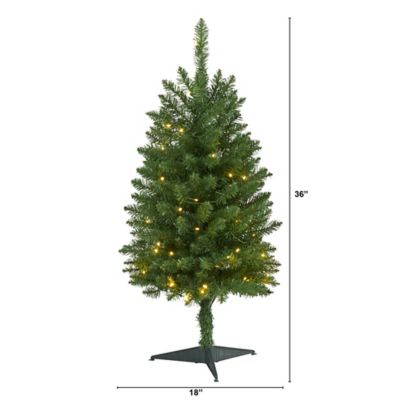 Image showing  3 ft. Slim Green Mountain Pine Artificial Christmas Tree with Clear LED Lights