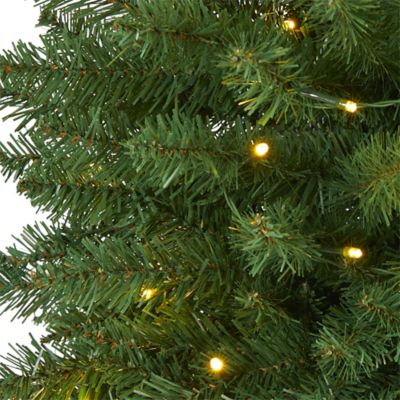 Image showing  3 ft. Slim Green Mountain Pine Artificial Christmas Tree with Clear LED Lights