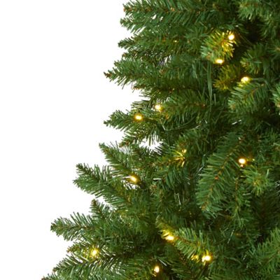 Image showing  6 ft. Slim Green Mountain Pine Artificial Christmas Tree with 250 Clear LED Lights
