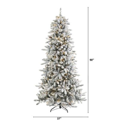 Image showing  7.5 ft. Flocked Livingston Fir Artificial Christmas Tree with Pine Cones and Clear Warm LED Lights