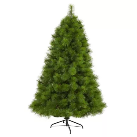 Nearly Natural 6-Foot Green Scots Pine Artificial Christmas Tree with 300 Clear LED Lights Artificial Plants & Flowers