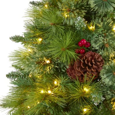 Image showing  6 ft. Montana Mixed Pine Artificial Christmas Tree with Pine Cones, Berries and 350 Clear LED Lights
