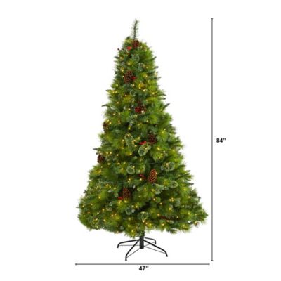 Image showing  7 ft. Montana Mixed Pine Artificial Christmas Tree with Pine Cones, Berries and 500 Clear LED Lights