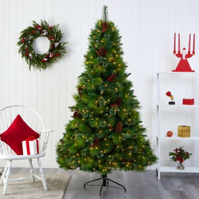 Image showing  7 ft. Montana Mixed Pine Artificial Christmas Tree with Pine Cones, Berries and 500 Clear LED Lights