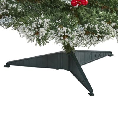 Image showing  3 ft. Pre-Lit Frosted Swiss Pine Artificial Christmas Tree with Berries, Clear LED Lights