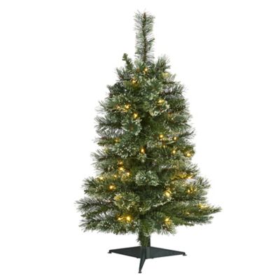 Nearly Natural 3 ft. Wisconsin Slim Snow-Tipped Pine Artificial Christmas Tree with Clear LED Lights