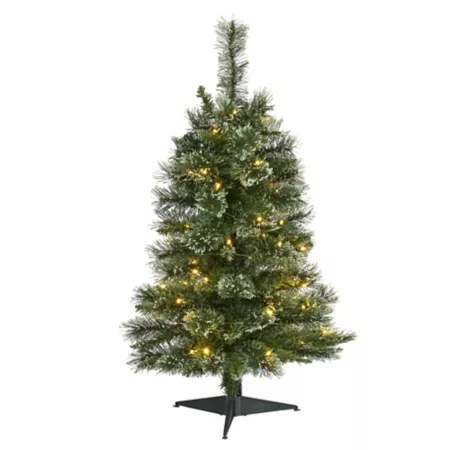 Nearly Natural 3 ft Wisconsin Snowy Tip Thin Pine Artificial Christmas Tree with Clear LED Lights Artificial Christmas Trees