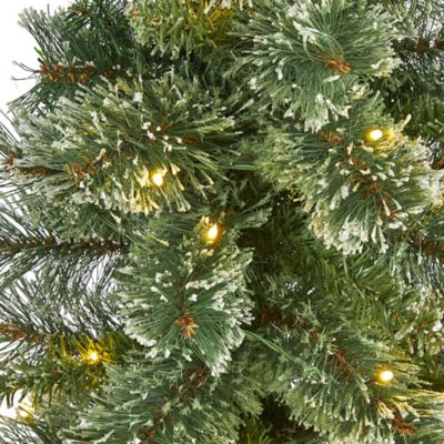 Image showing  3 ft. Wisconsin Slim Snow-Tipped Pine Artificial Christmas Tree with Clear LED Lights