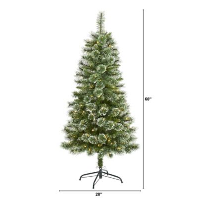 Image showing  5 ft. Wisconsin Slim Snow-Tipped Pine Artificial Christmas Tree with Clear LED Lights