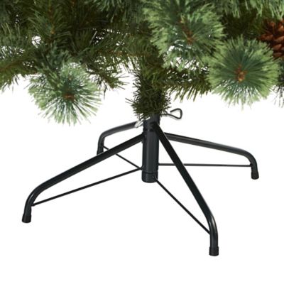 Image showing  6 ft. White Mountain Pine Artificial Christmas Tree with 300 Clear LED Lights and Pine Cones