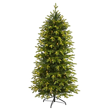 Nearly Natural 6 ft. Belgium Fir Natural Look Artificial Christmas Tree with Clear LED Lights