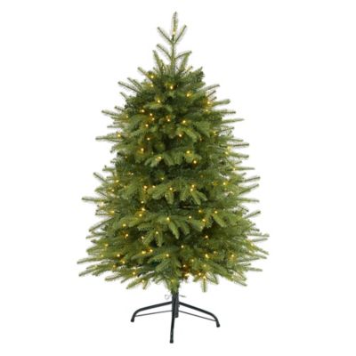 Nearly Natural 4 ft. Vancouver Fir Natural Look Artificial Christmas Tree with Clear LED Lights and Bendable Branches