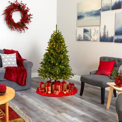 Image showing 5 th Nearly Natural 5 ft. Sierra Spruce Natural Look Artificial Christmas Tree with Clear LED Lights