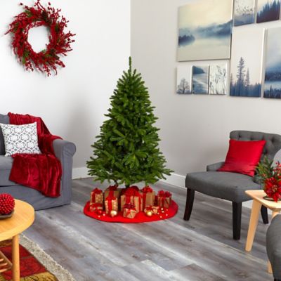 Image showing 6 th Nearly Natural 5 ft. Sierra Spruce Natural Look Artificial Christmas Tree with Clear LED Lights