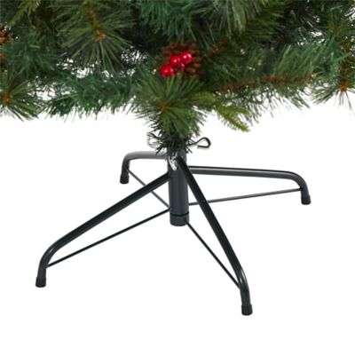 Image showing  6 ft. Pre-Lit Mixed Pine Artificial Christmas Tree with 250 Clear LED Lights, Pine Cones and Berries