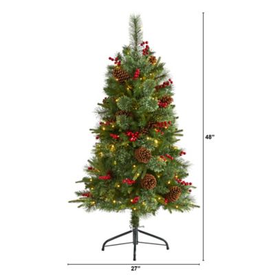Image showing  4 ft. Norway Mixed Pine Artificial Christmas Tree with Clear LED Lights, Pine Cones and Berries