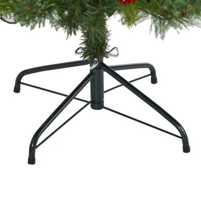 Image showing  6 ft. Aberdeen Spruce Artificial Christmas Tree with Clear LED Lights, Pine Cones and Red Berries
