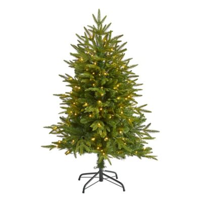 Nearly Natural 4 ft. Colorado Mountain Fir Natural Look Artificial Christmas Tree with Clear LED Lights