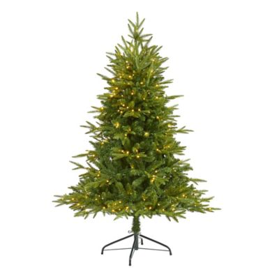 Nearly Natural 5 ft. Colorado Mountain Fir Natural Look Artificial Christmas Tree with Clear LED Lights