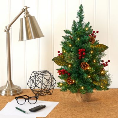 Image showing  2 ft. Pine Cone and Berries Artificial Christmas Tree with 35 LED Lights and 86 Bendable Branches