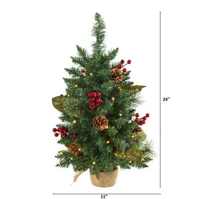 Image showing  2 ft. Pine Cone and Berries Artificial Christmas Tree with 35 LED Lights and 86 Bendable Branches
