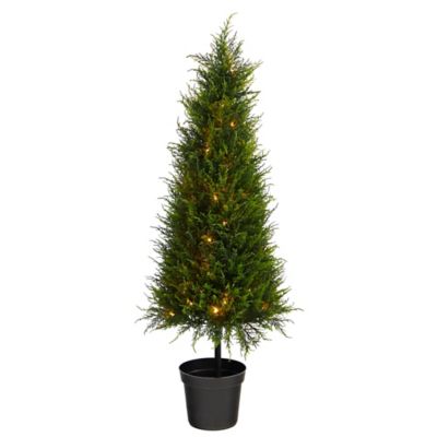 Nearly Natural 3.5 ft. Pre-Lit Indoor/Outdoor UV-Resistant Cypress Artificial Tree