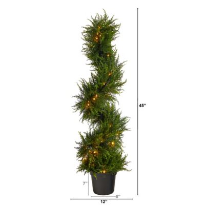 Image showing  45 in. Indoor/Outdoor UV-Resistant Spiral Cypress Artificial Tree with Clear LED Lights