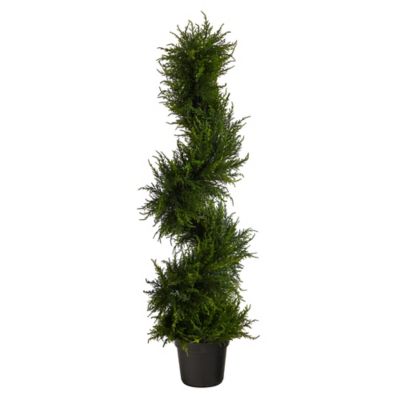 Image showing  45 in. Indoor/Outdoor UV-Resistant Spiral Cypress Artificial Tree with Clear LED Lights