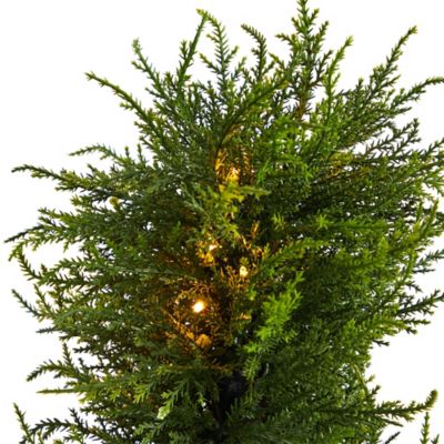 Image showing  45 in. Indoor/Outdoor UV-Resistant Spiral Cypress Artificial Tree with Clear LED Lights