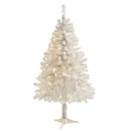 Nearly Natural 4-Foot White Artificial Christmas Tree with Clear LED Lights Artificial Christmas Trees