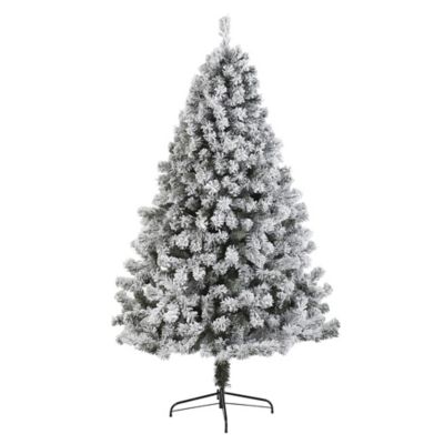 Nearly Natural 7 ft. Flocked West Virginia Fir Artificial Christmas Tree with Bendable Branches