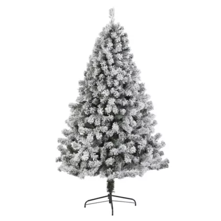 Nearly Natural 7-Foot Flocked Artificial Christmas Tree with Bendable Branches Artificial Christmas Trees