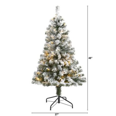 Image showing  4 ft. Flocked West Virginia Fir Artificial Christmas Tree with Clear LED Lights
