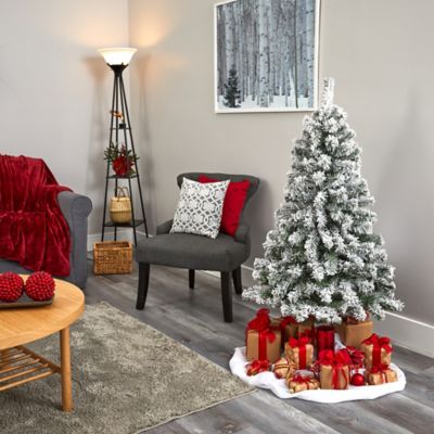 Image showing 6 th Nearly Natural 4 ft. Flocked West Virginia Fir Artificial Christmas Tree with Clear LED Lights