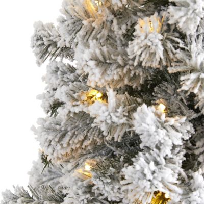 Image showing  5 ft. Flocked West Virginia Fir Artificial Christmas Tree with LED Lights