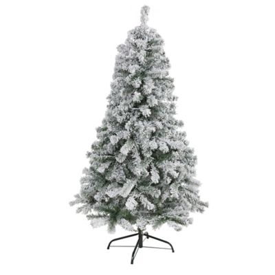 Nearly Natural 5 ft. Flocked Rock Springs Spruce Artificial Christmas Tree