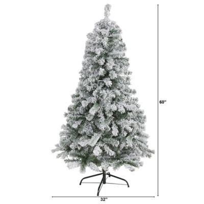 Image showing  5 ft. Flocked Rock Springs Spruce Artificial Christmas Tree