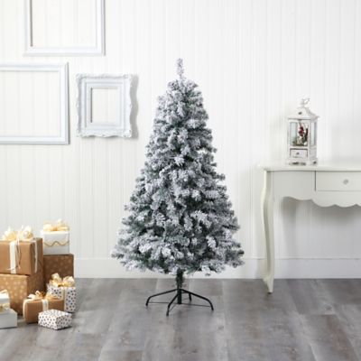 Image showing  5 ft. Flocked Rock Springs Spruce Artificial Christmas Tree