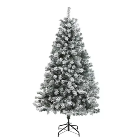 Nearly Natural Rock Springs 6-Foot Flocked Spruce Artificial Christmas Tree Artificial Christmas Trees