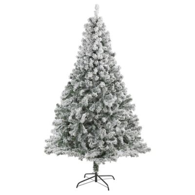 Nearly Natural 7 ft. Flocked Rock Springs Spruce Artificial Christmas Tree with Bendable Branches