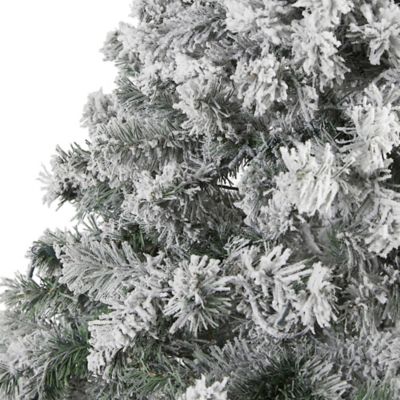Image showing  7 ft. Flocked Rock Springs Spruce Artificial Christmas Tree with Bendable Branches