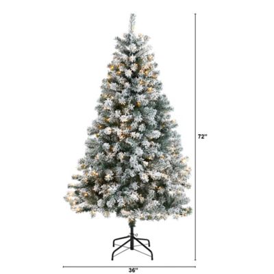 Image showing  6 ft. Pre-Lit Flocked Rock Springs Spruce Artificial Christmas Tree, Clear LED Lights